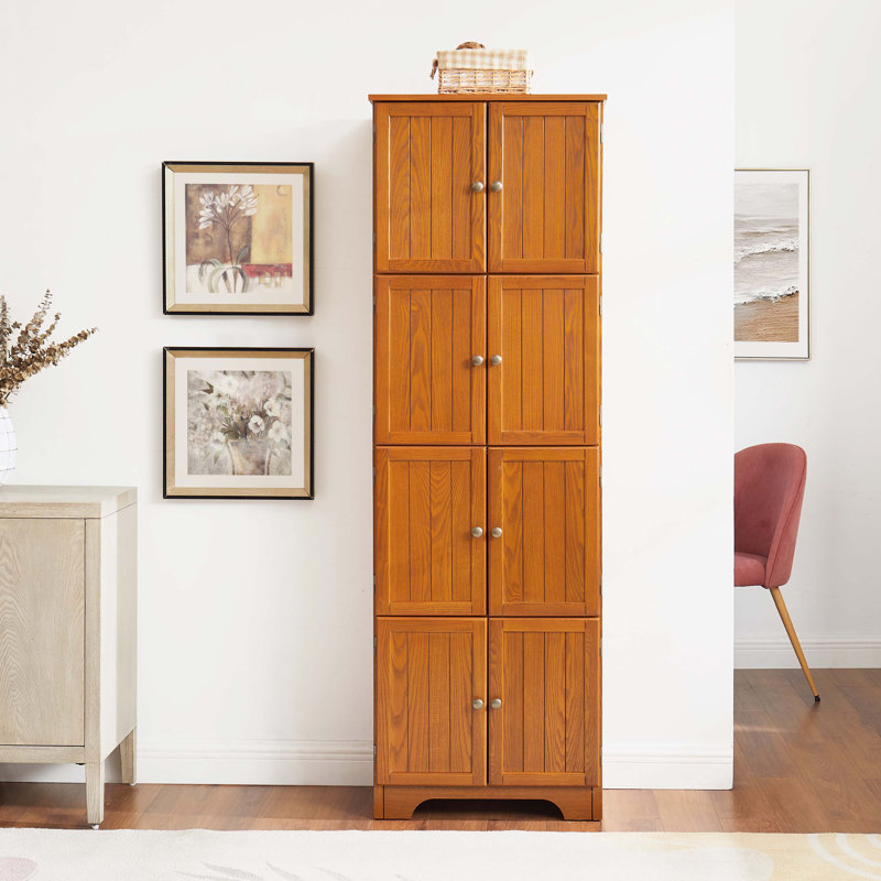 Grande armoire de rangement autoportante avec portes et tablettes multiples, bibliothèque polyvalente, Oak