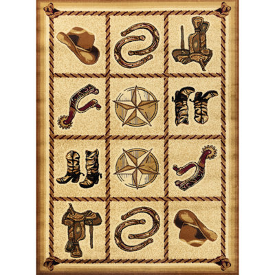Tribes Gcyls4010 Beige 7'10" X 10'3" Area Rug, Polypropylene, Stain , Suited For Homes With Brave And Pets Joyful
