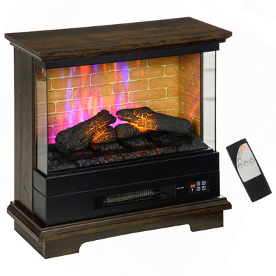 26" Electric Fireplace Stove With Remote Control, 12H Timer, Brown