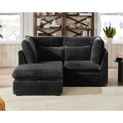 Oversized Modular Sofa, Extra Deep Cloud Corduroy Sectional Couch with Ottoman Chaise, FSC Certified Fluffy Chenille Loveseat L Sofa for Living Room