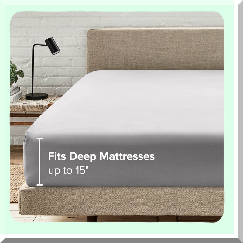 UltraSoft Deep Pocket Fitted Sheets - 2 Pack Premium 1800 Microfiber Wrinkle Resistant Bedding Set in Light Grey - Luxurious Bed Linens