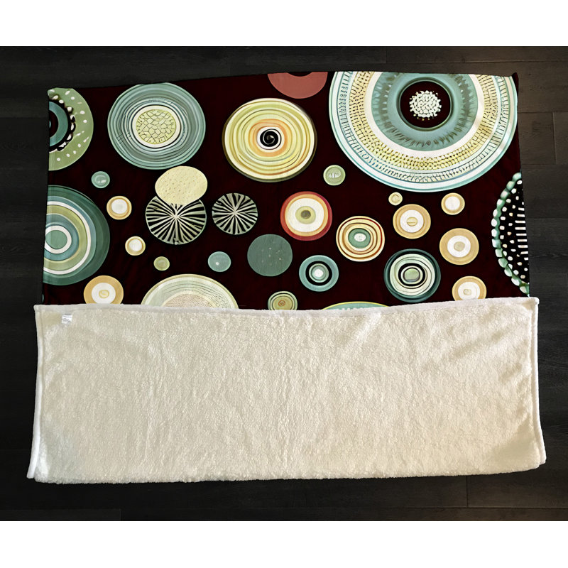 Throw Blanket, 51" W x 60" L, Abstract/Polka Dot, Brown/Blue/Green