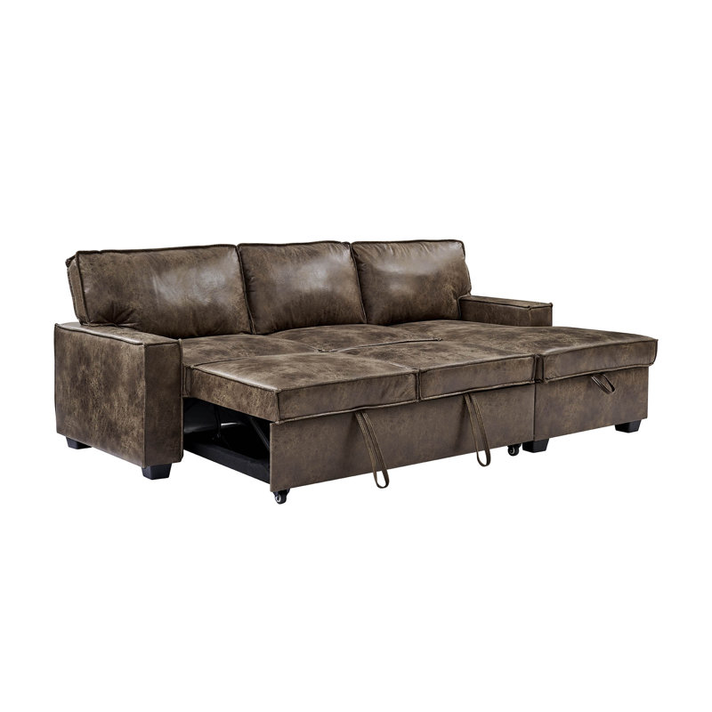 Makynzie 3 Seater Faux Leather Sofa Bed, Right Hand Facing