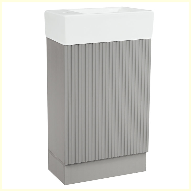 Meuble-lavabo moderne avec tablette à deux niveaux, Gris