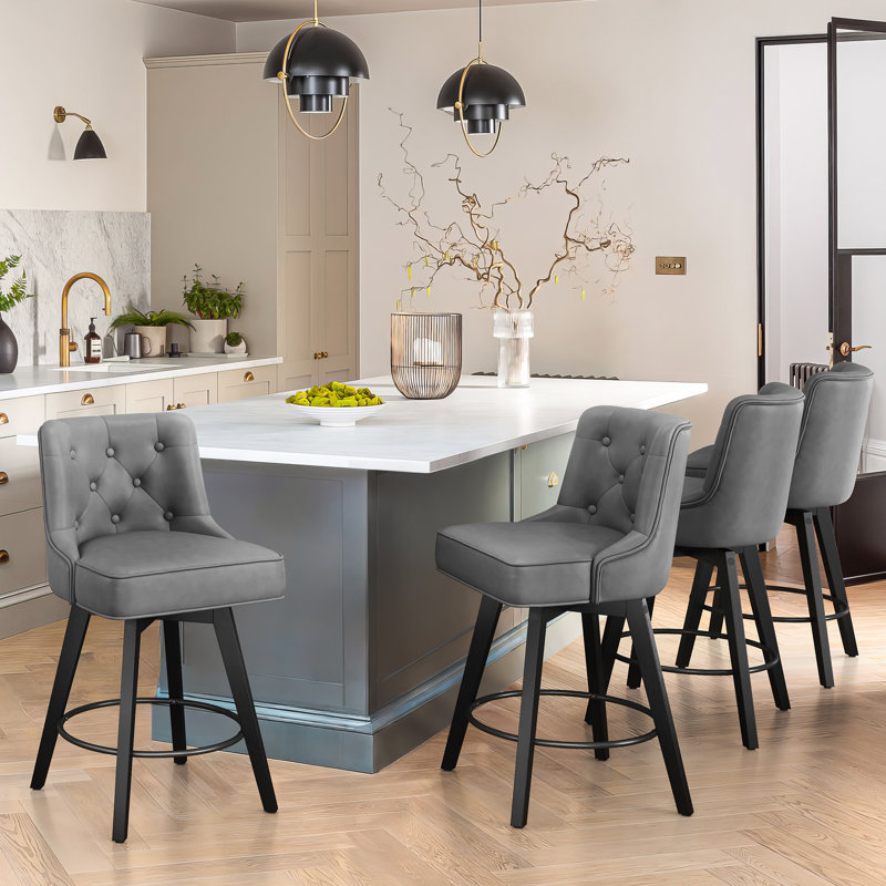 Dryver Swivel 25.98" Counter Stool Set of 4, Dark Gray
