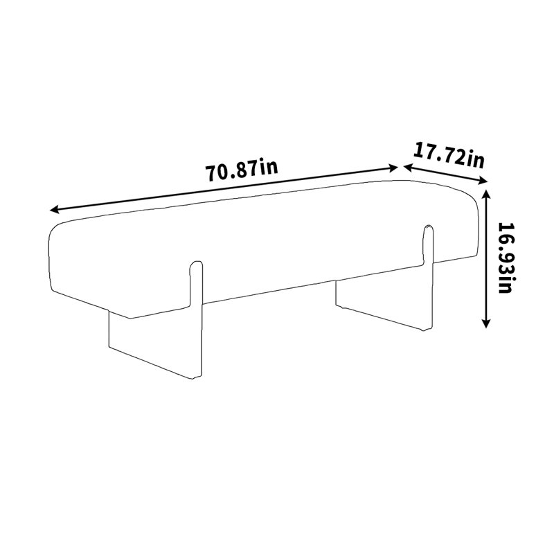 Repose-pieds en flanelle de long en bois massif, H 16,93 po x l 70,87 po x P 17,72 po