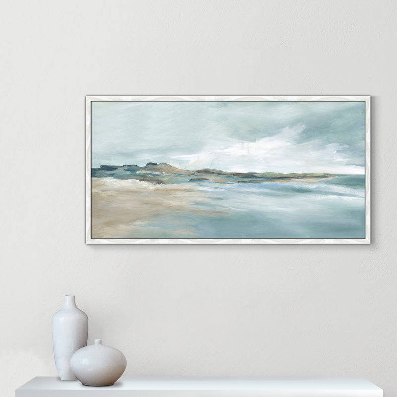 Imprimé Sandpoint par Carol Robinson, Reproduction encadrée sans passe-partout, Blanc, H 21 po x l 41 po x P 0,75 po
