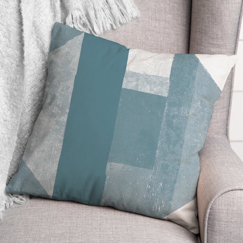 Geometric Outdoor Reversible Throw Pillow, Blue