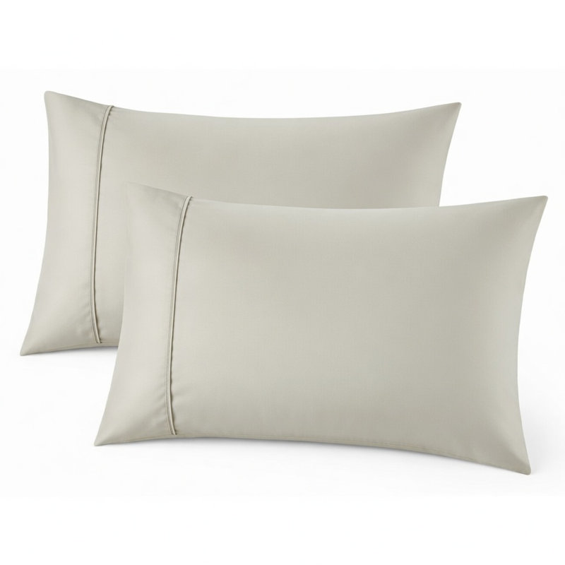 Cooling Bamboo Pillowcases, Set of 2 – Ultra Soft & Breathable, Queen, Light Taupe