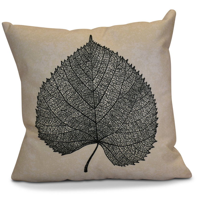 Flipping For Fall Floral Outdoor Reversible Throw Pillow, 16" H x 16" W x 2" D, Black