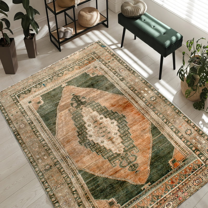 Non Woven Soft Type Printed Rug Featuring an Intricate Floral Design Ideal for Adding Elegance to Your Living Space