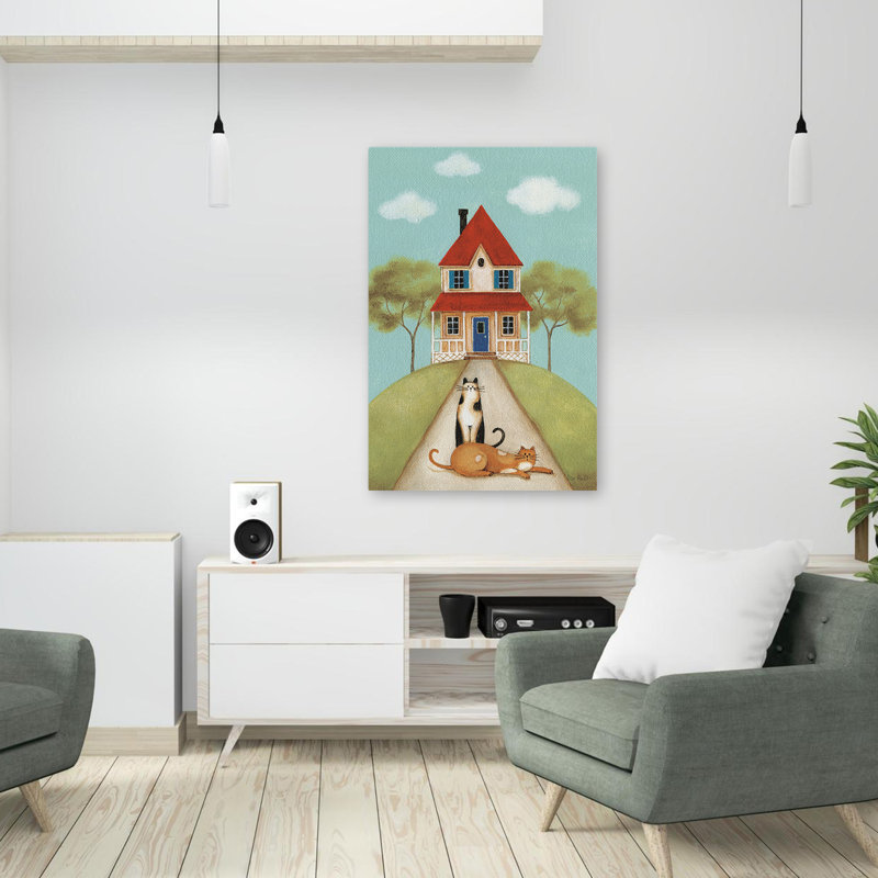 My Home V - Art Americana noir et bleu, H 36 po x l 24 po