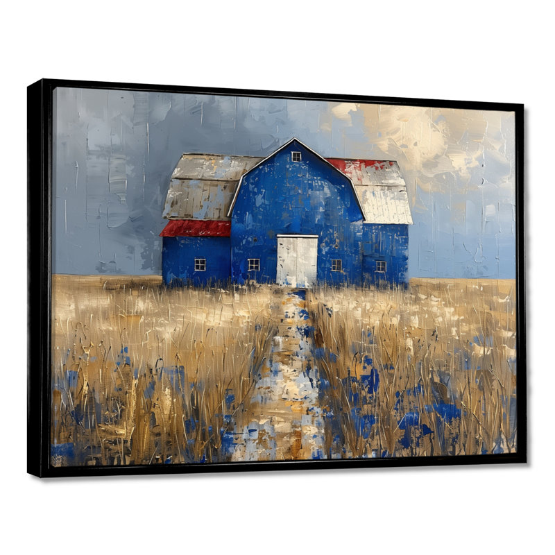 Lovell - Barn Wall Art Living Room, Toile avec cadre flottant noir, H 34 po x l 44 po x P 1,5 po