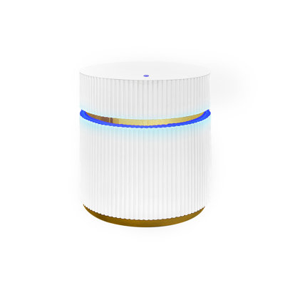Cherra Tavita 19.5" Round White Side Table With Glass Top And LED Lights