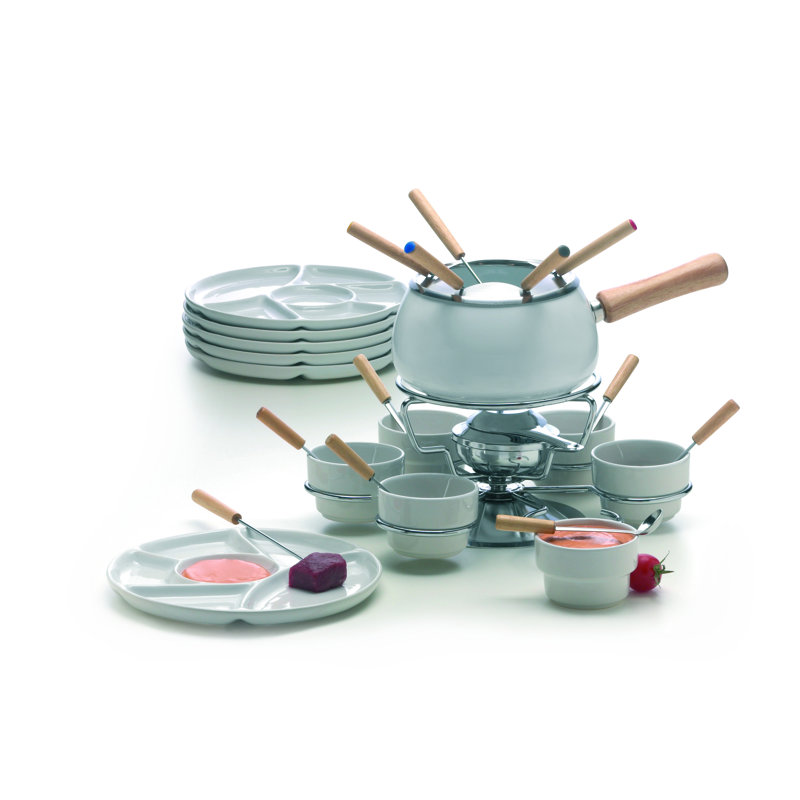 28 Piece Iron and Ceramic Fondue Set