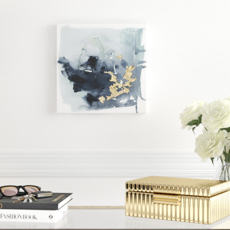 Cerulean & Gold I by Victoria Borges - Print, 30cm H x 30cm W, Wrapped Canvas