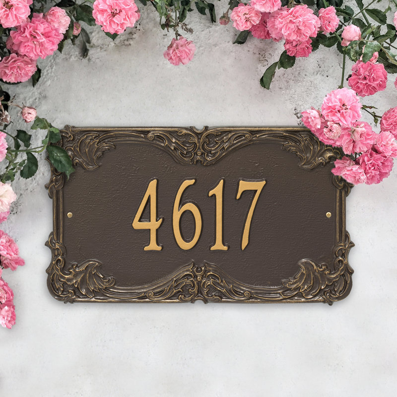 Plaque d'adresse murale 1 ligne Signature Series, Bronze, Or, Oui