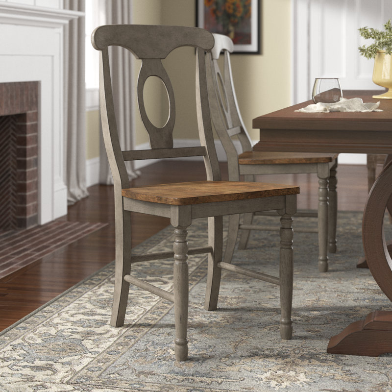 Dieter 18'' H Solid Wood Side Chair, Gray/Brown