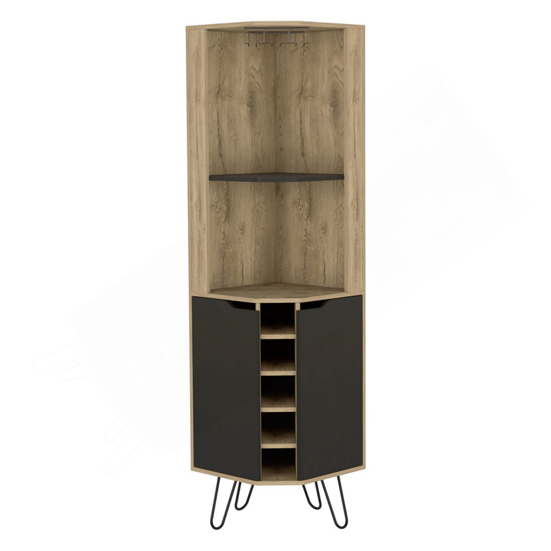 Armoire de bar Audra, six tablettes, quatre tablettes avec porte