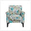 Chaise d'appoint Barnet en bleu pastel et floral gris avec pieds en bois massif-132760925
