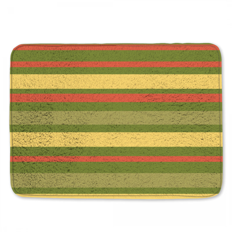 Tapis de bain jaune à rayures vertes, L 24 po x L 17 po