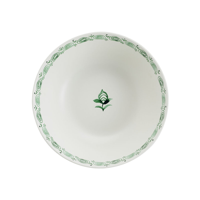 Green Floral Ceramic Serving Bowls with Salt & Pepper Set