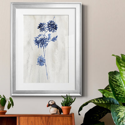 Indigo Botanical IV par J Paul - reproduction d'art sur papier encadrée