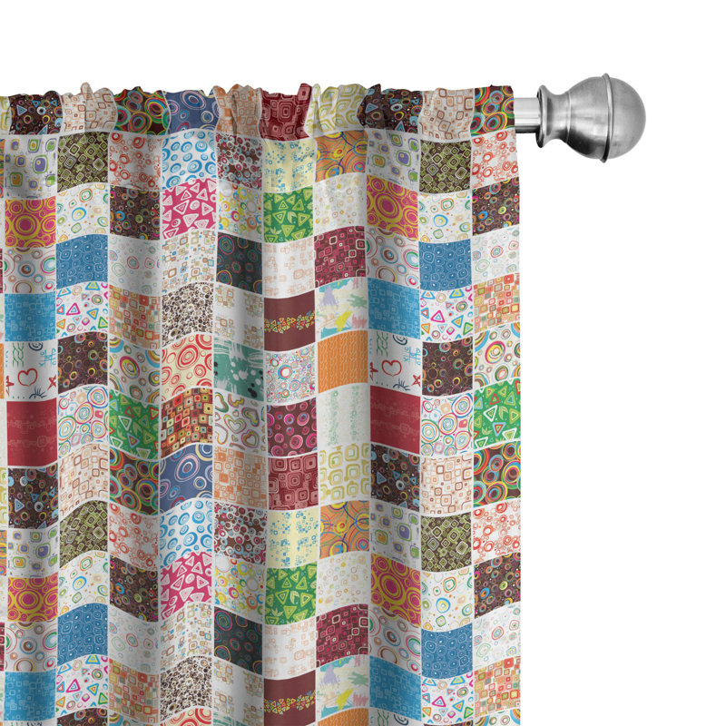 Patchwork Semi-Sheer Rod Pocket Sliding Panel, 28" x 63"