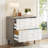 2-Drawer File Cabinet, Lateral Filing Cabinet for A4/Letter/Legal Size, Office Storage Cabinet, Printer Stand with Storage Drawer for Home Office, White & Gray