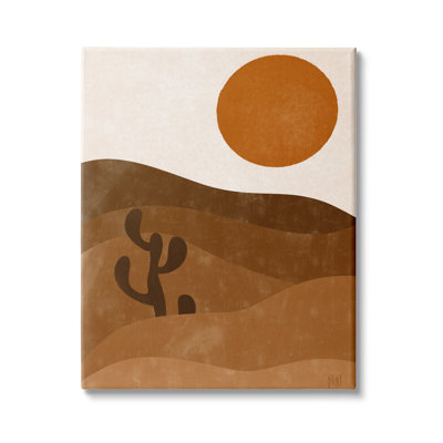 «Desert Cactus Rolling Hills Bold Orange Sun Landscape» par Birch & Ink - impression