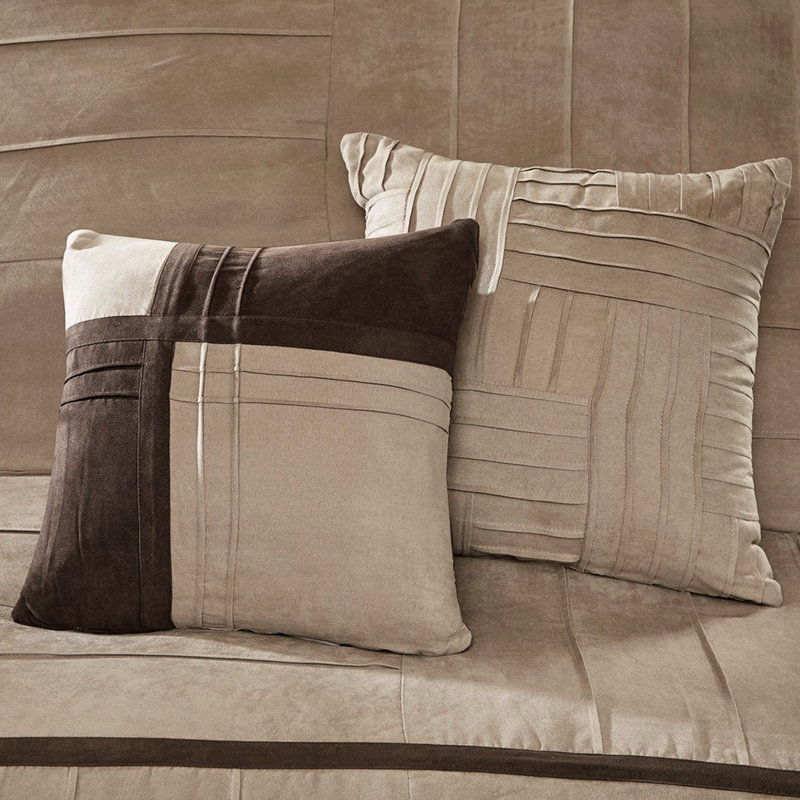 Faux Suede Comforter Beige Full - 100% Comfort Bedding Warm And Inviting, Full Comforter + 6 of Additional Pieces Included