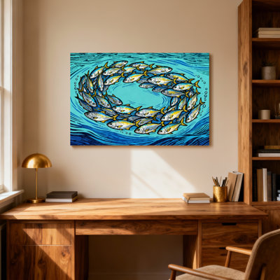Animals Fish School Circle Water Pattern Print