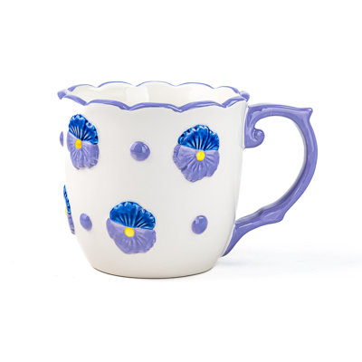 10 Strawberry Street Pansy Mug, 18 Oz, Set Of 4