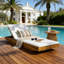 Chaise longue d'extérieur en bois d'acacia massif-272304452
