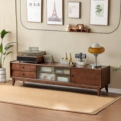 Retro design solid wood TV cabinet