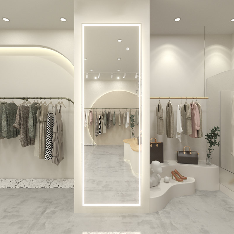 Aluminum Alloy Frame tempered Glass Led Full Length Mirror With 3 Color Temperature & Brightness Adjustment, 79" x 32"
