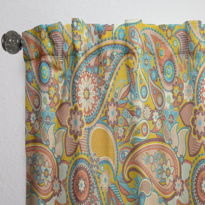 Paisley Semi-Sheer Thermal Rod Pocket Single Curtain Panel, 52"W x 120"L