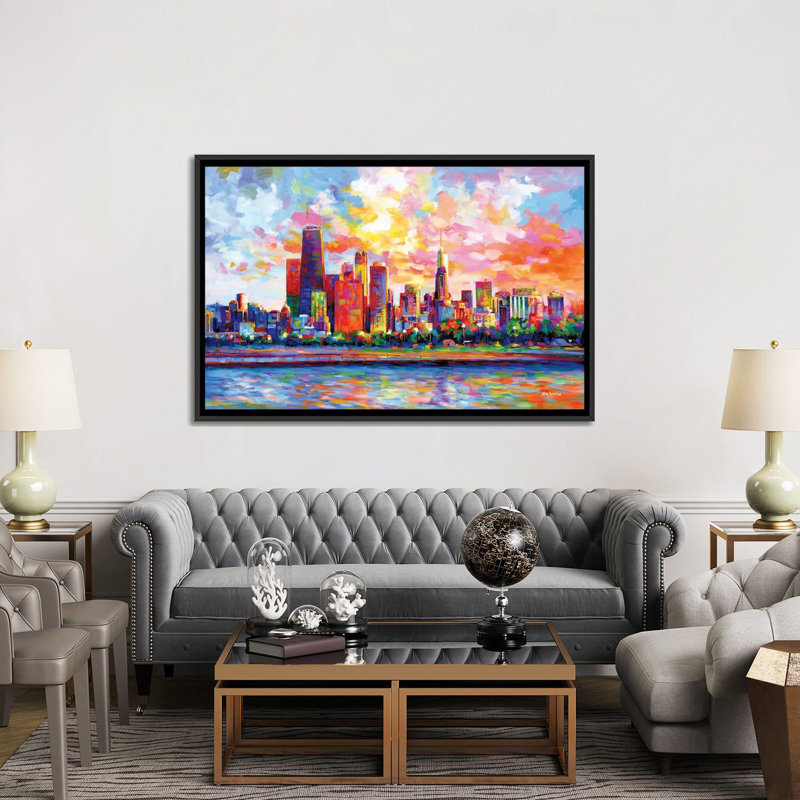 Horizon deChicago, H 40 po x l 60 po x P 1,5 po, Toile à cadre flottant noir