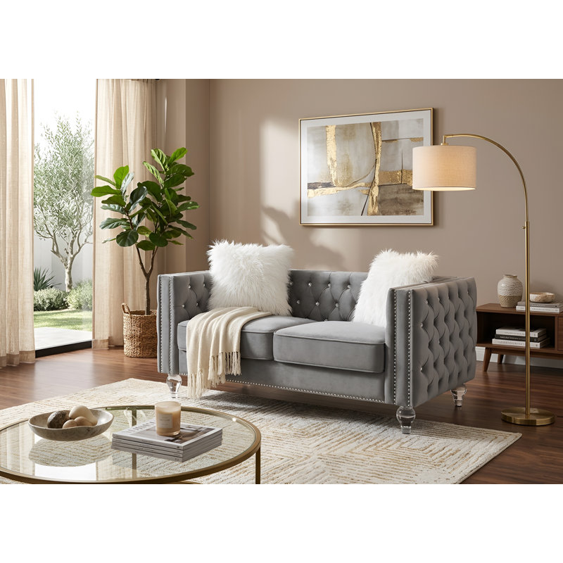 Upholstered 60'' Loveseat, Gray 100% Polyester