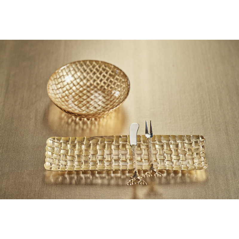 Karson Gold Braided Glass Appetizer Plates Set of 6