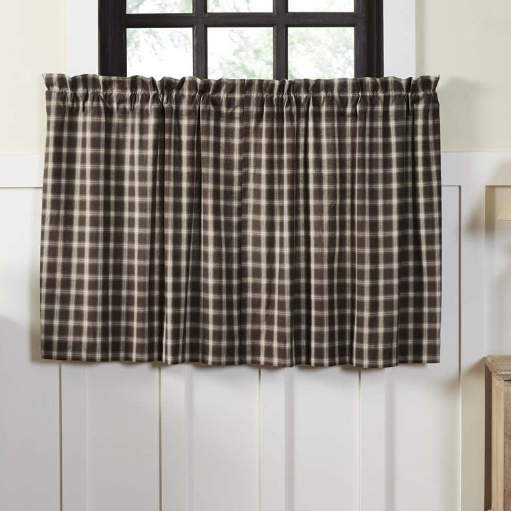 Dissay Cotton Plaid Tailored Cafe Curtain, 36" H x 36" W x 2" D