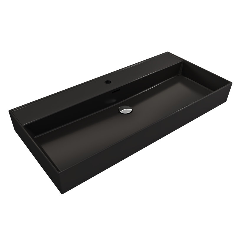 Milano Bathroom Sink, Matte Black, Matte Black