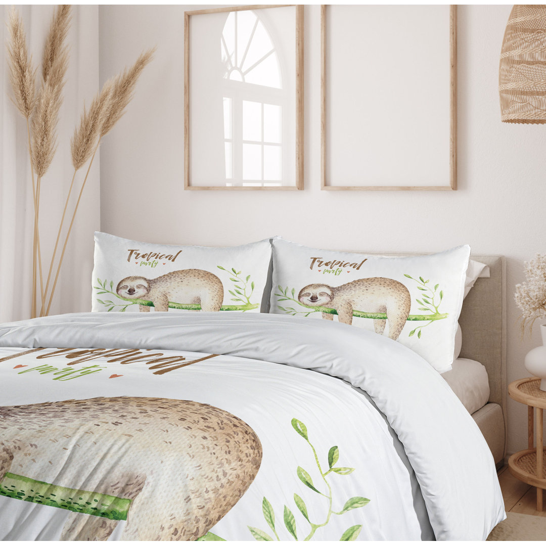 Sloth Coastal Duvet Cover Set Ambesonne 