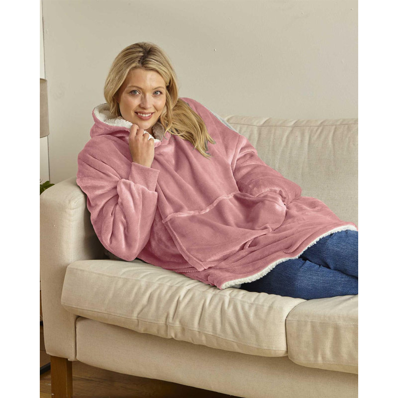 Luitpold Heated Hooded Sherpa Blanket, Pink
