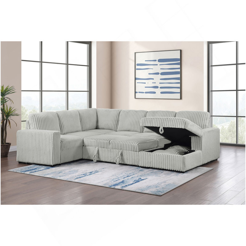 Thurston Grey Sleeper Sectional Sofa