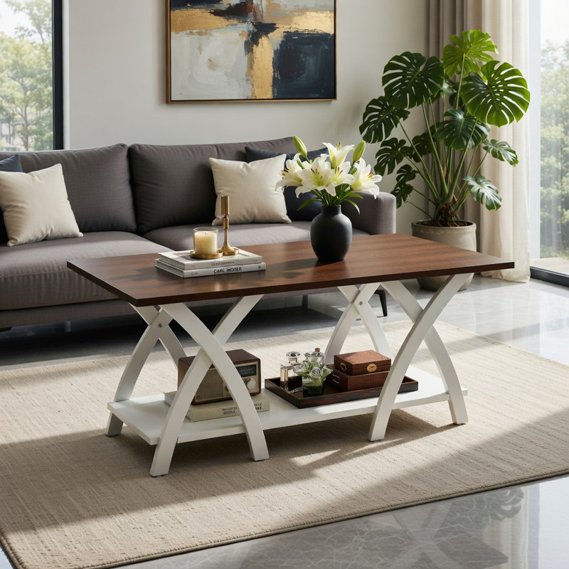 Table basse Hommoo, Walnut / Walnut & White