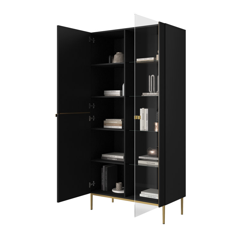 Alynia Display Cabinet, Black/Gold