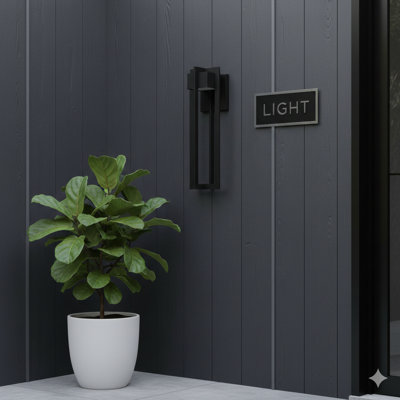 Une applique murale extérieure noire de 23 pouces avec éclairage DEL intégré non remplaçable.