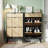 Fluted Shoe Cabinet with 2 Flip Doors & Drawer, Slim Hidden Shoe Storage with Iron Legs for Entryway-1305015461