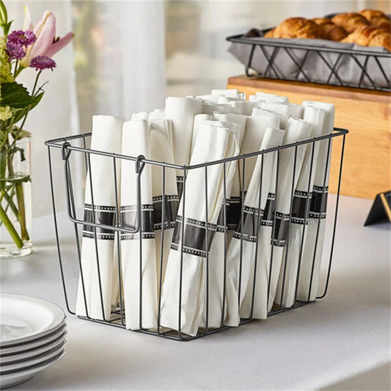 GET WB-314-MG Breeze 10 po x 5 1/2 po x 6 3/4 po Panier de rangement rectangulaire en métal gris avec poignées pivotantes